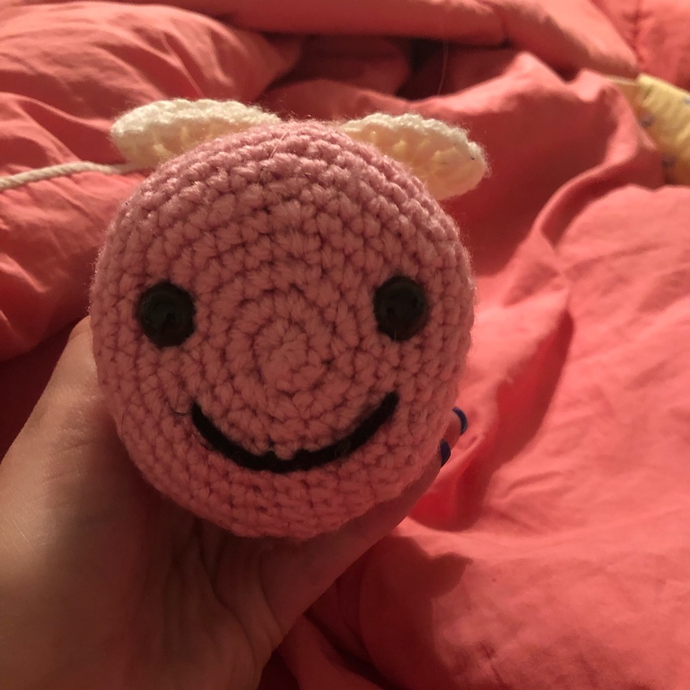 Crochet rainbow bee
